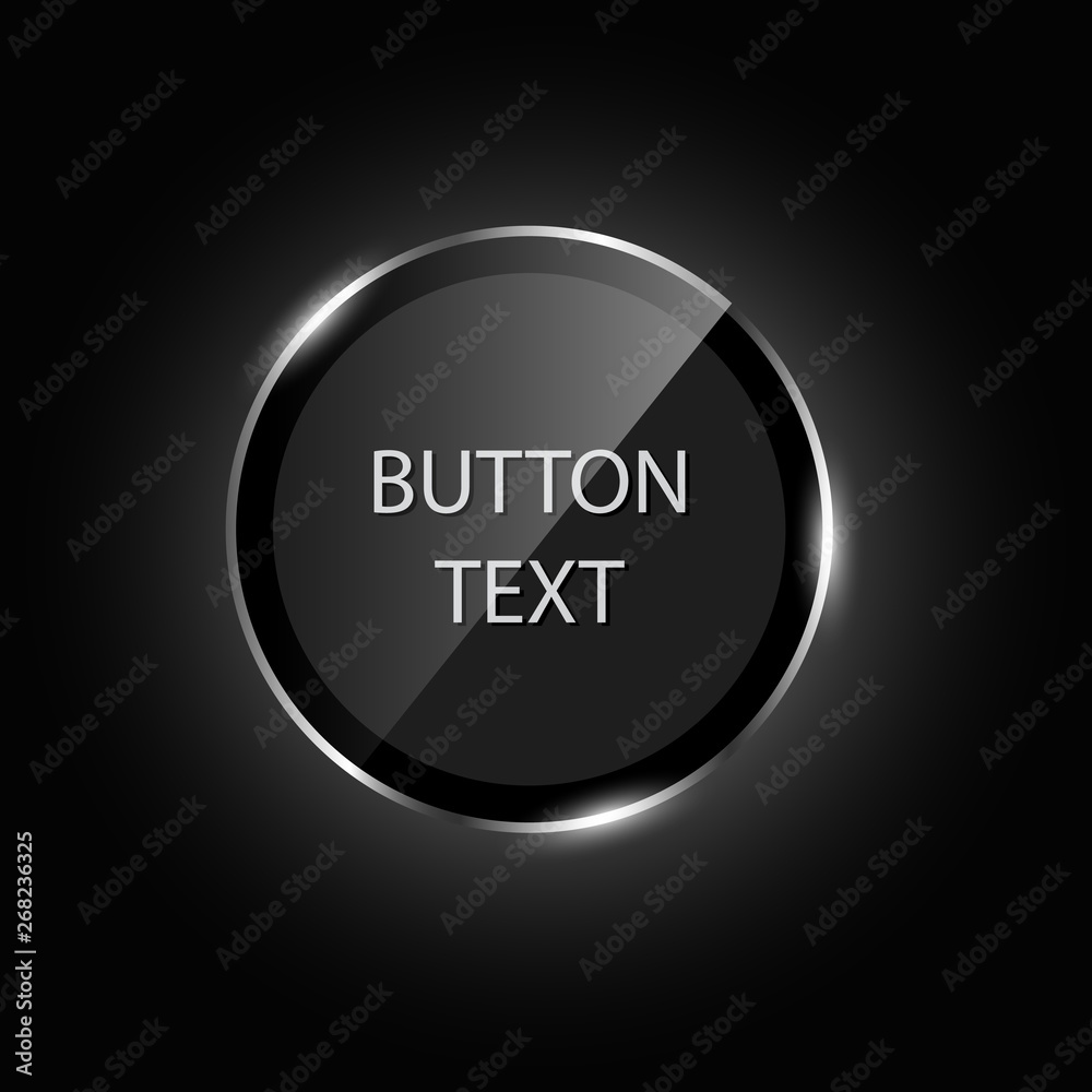 Black glass eclipse buttons with metal frame shiny 3d icon for infographics, business design, step presentation, progress design, number options or workflow layout.