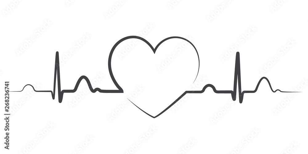 Heart beat monitor pulse line art icon for medical apps and websites.  breathing and alive sign