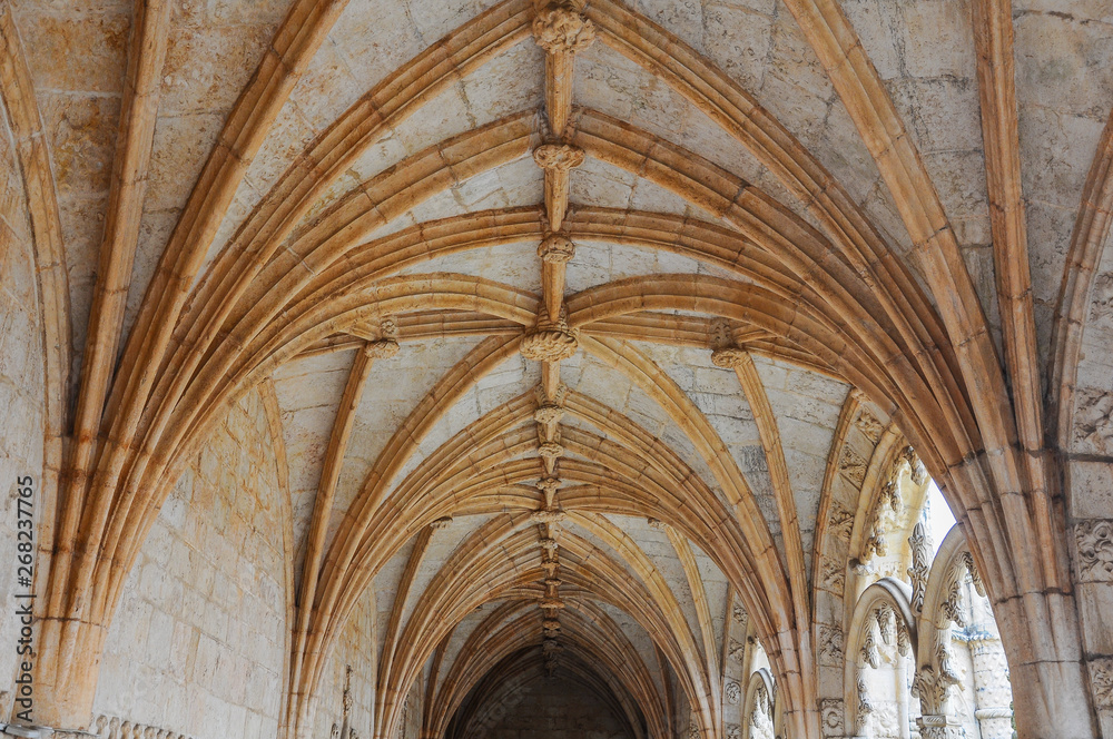 Ribbed vaults, Hieronymites Monastery (Mosteiro dos Jerónimos) in Lisbon, Portugal