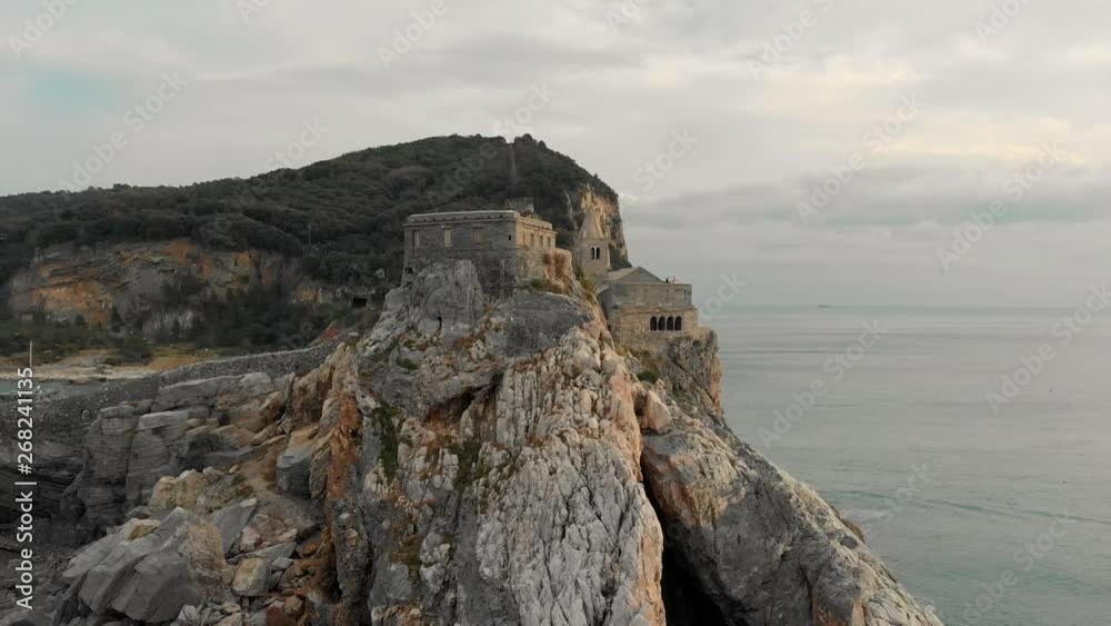 Aerial view of the famouse Church of Saint Peter in Porto Venere Aerial view of the famouse Church of Saint Peter in Porto Venere