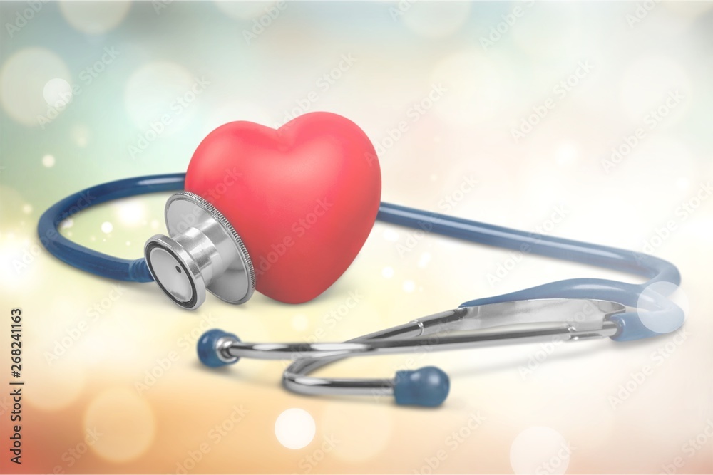 Medical Stethoscope with plastic Heart isolated on white Medical Stethoscope with plastic Heart isolated on white