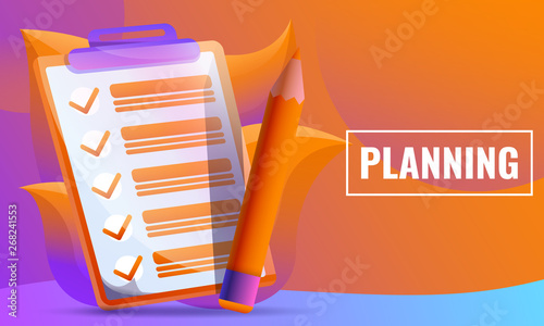 design concept of planing check sheet and pencil, vector illustration