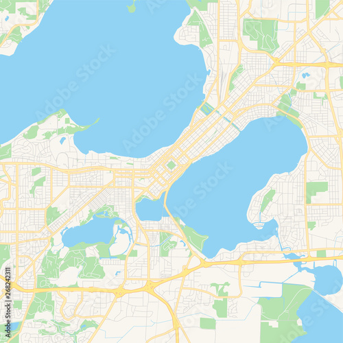 Empty vector map of Madison, Wisconsin, USA
