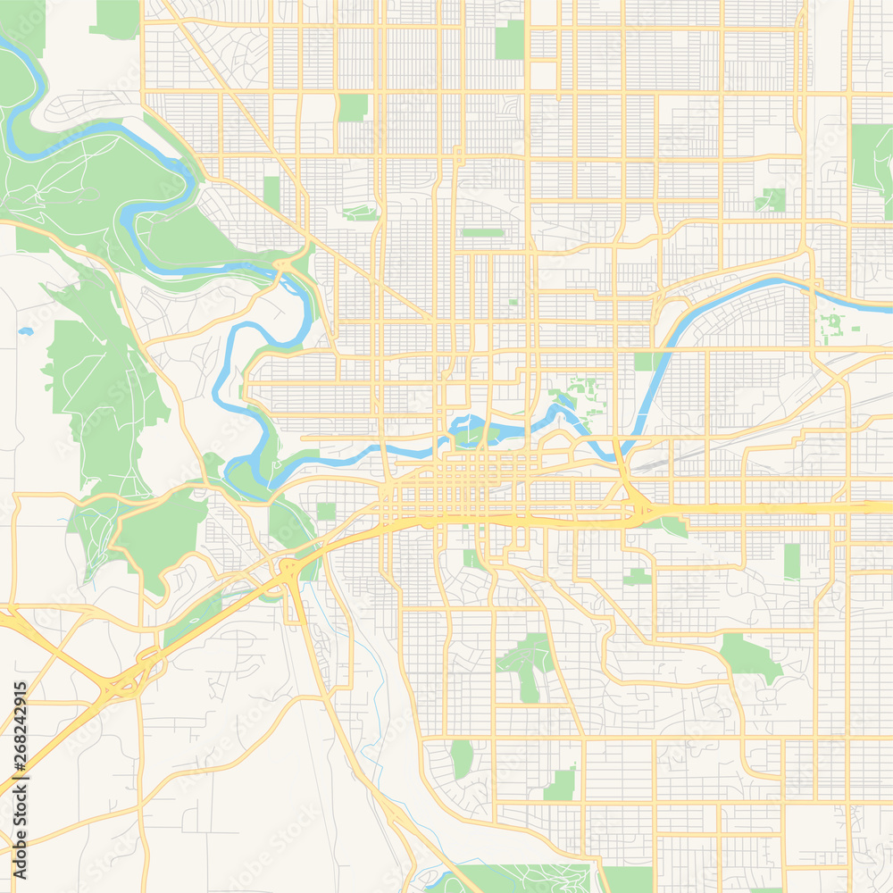 Empty vector map of Spokane, Washington, USA