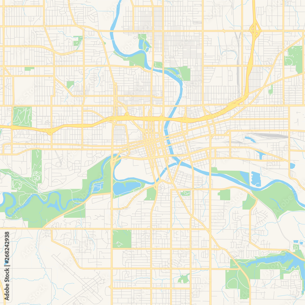 Empty vector map of Des Moines, Iowa, USA