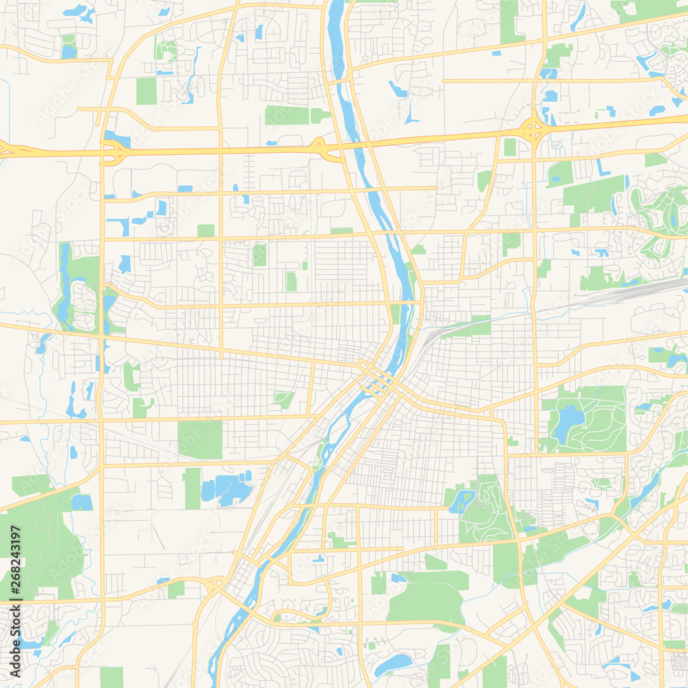 Empty vector map of Aurora, Illinois, USA