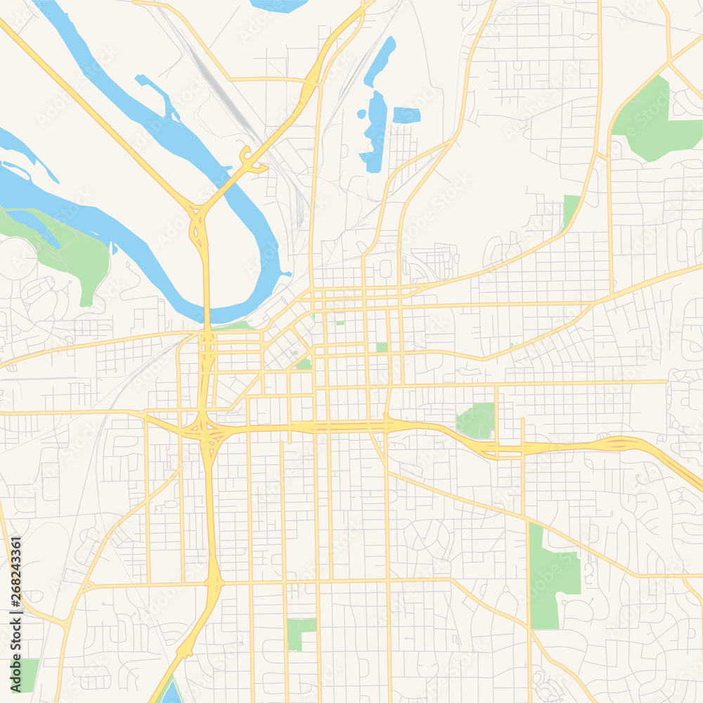 Fototapeta premium Empty vector map of Montgomery, Alabama, USA