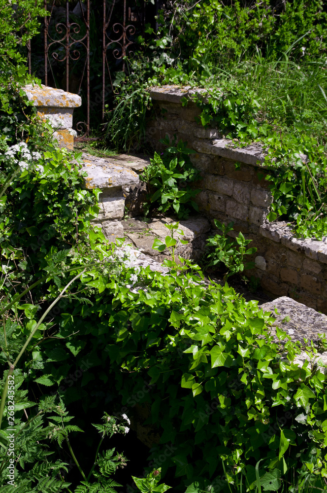 Stone stairs leading to an old gate