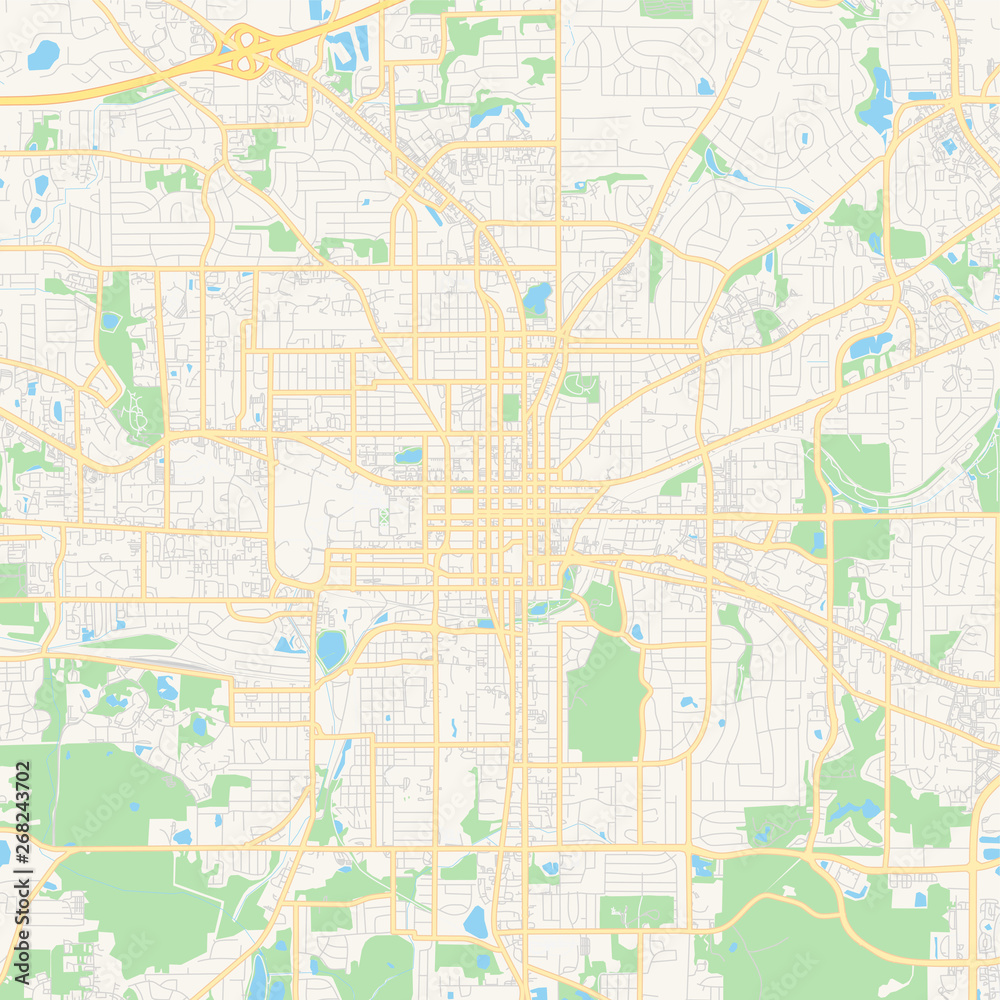 Empty vector map of Tallahassee, Florida, USA