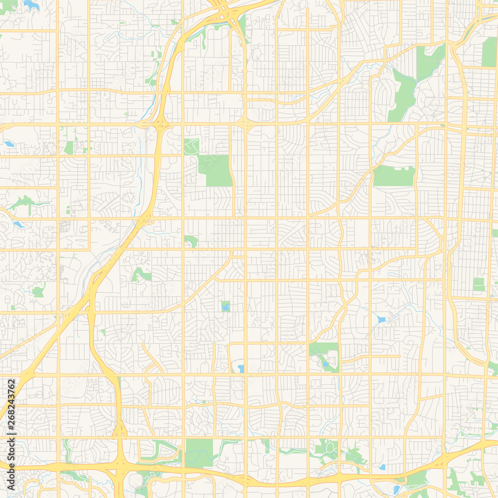 Fototapeta premium Empty vector map of Overland Park, Kansas, USA
