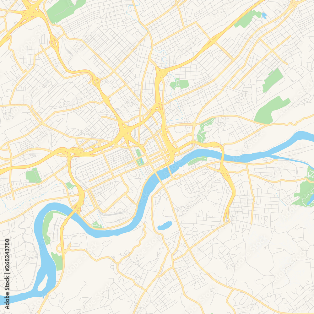 Empty vector map of Knoxville, Tennessee, USA
