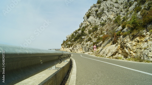 Kruja's mountain road. Landscape view of main road. Travel destinaton. 
