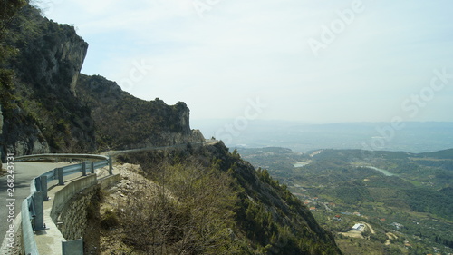 Kruja's mountain road. Landscape view of main road. Travel destinaton. 