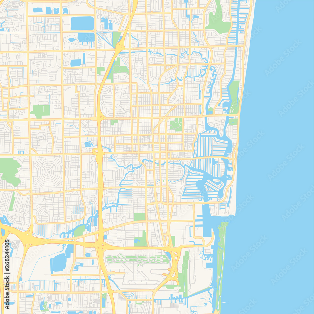 Empty vector map of Fort Lauderdale, Florida, USA Empty vector map of Fort Lauderdale, Florida, USA