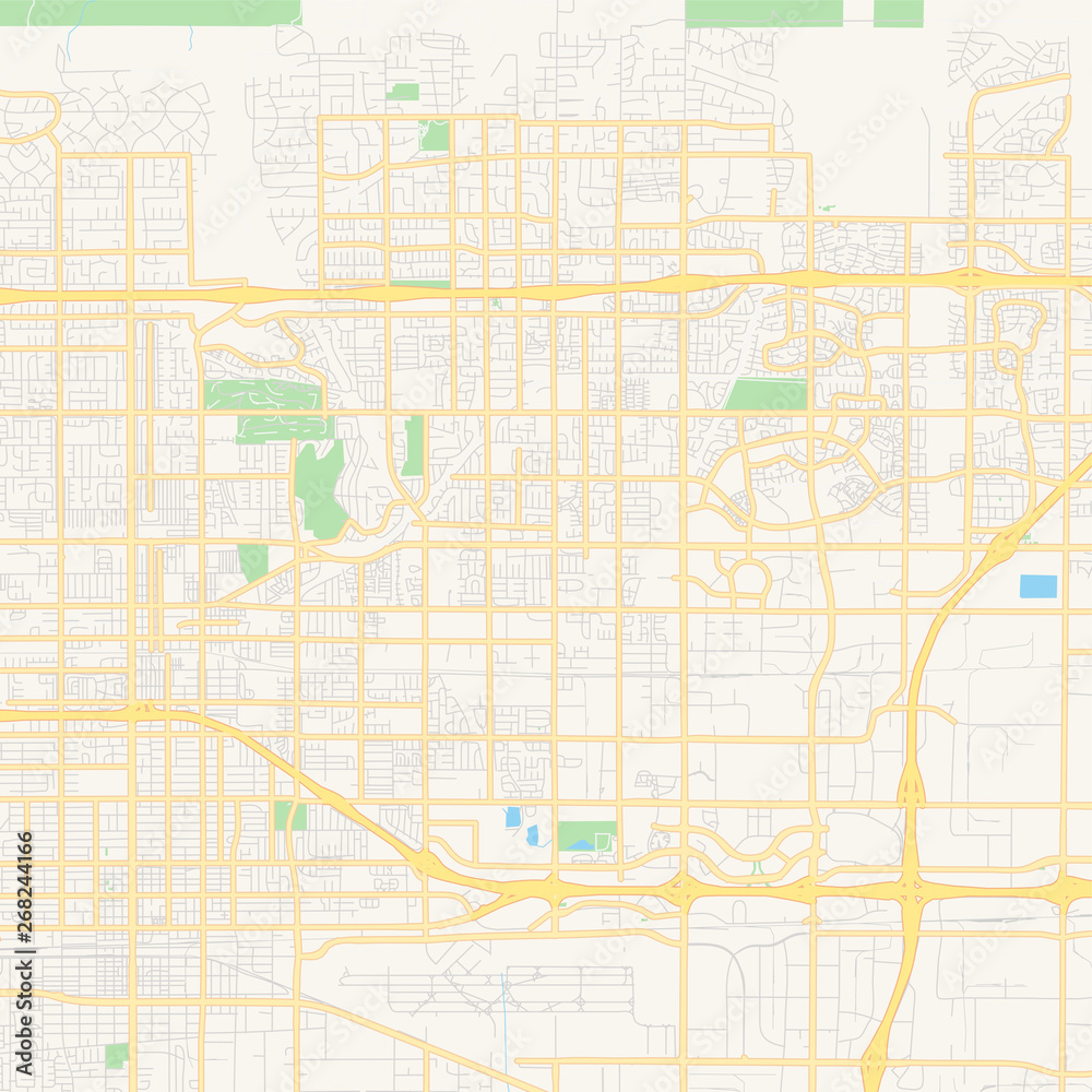 Fototapeta premium Empty vector map of Rancho Cucamonga, California, USA