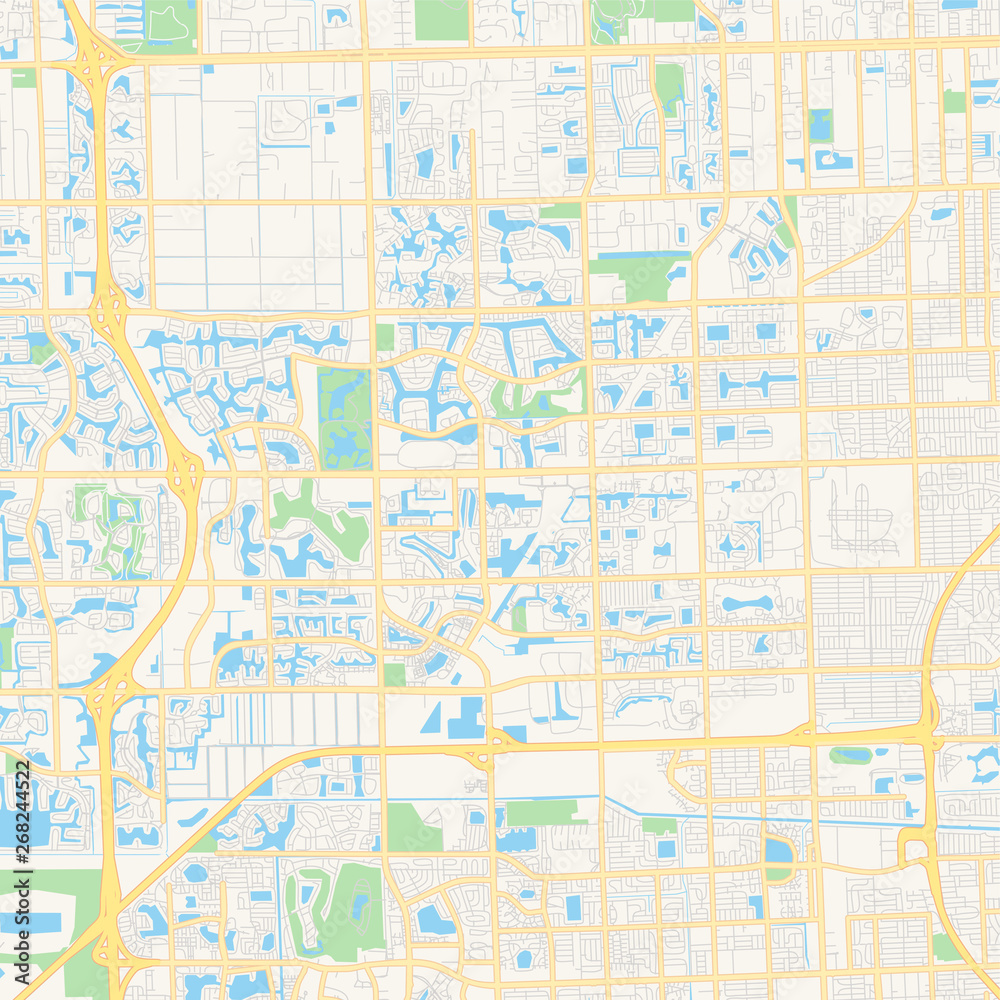 Empty vector map of Pembroke Pines, Florida, USA