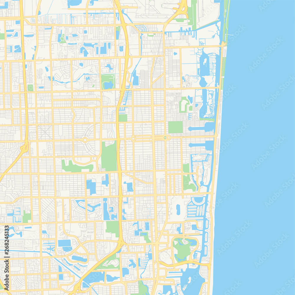 Fototapeta premium Empty vector map of Hollywood, Florida, USA
