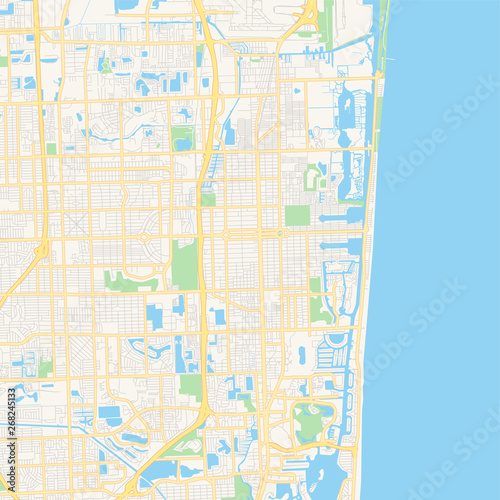 Empty vector map of Hollywood, Florida, USA