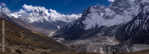 Landscape view from Cho La Pass..Sagarmatha (Everest) National Park, Nepal.