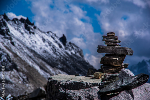 Close up view of stones mark. Sagarmatha (Everest) National Park, Nepal. © The Walker