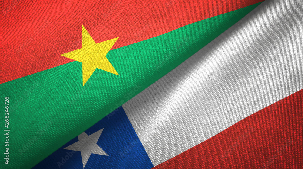 Burkina Faso and Chile two flags textile cloth, fabric texture Burkina Faso and Chile two flags textile cloth, fabric texture