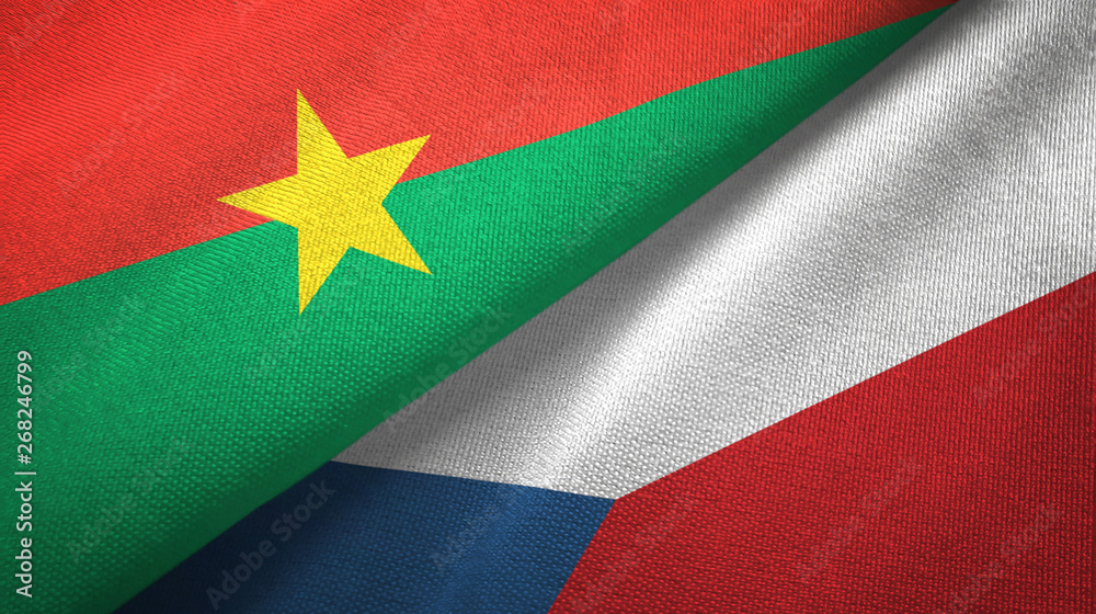 Burkina Faso and Czech Republic two flags textile cloth, fabric texture Burkina Faso and Czech Republic two flags textile cloth, fabric texture