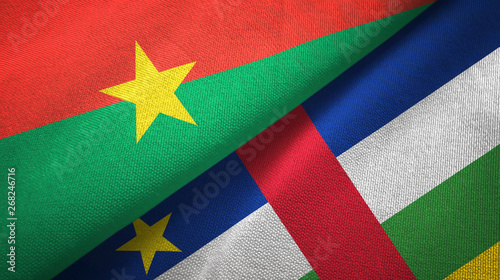 Burkina Faso and Central African Republic two flags textile fabric texture 