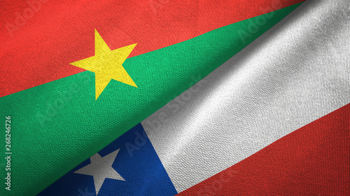 Burkina Faso and Chile two flags textile cloth, fabric texture