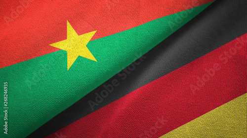 Burkina Faso and Germany two flags textile cloth, fabric texture