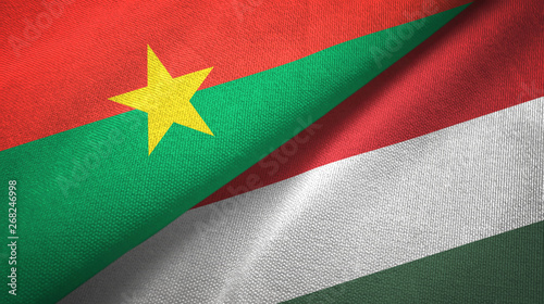 Burkina Faso and Hungary two flags textile cloth, fabric texture