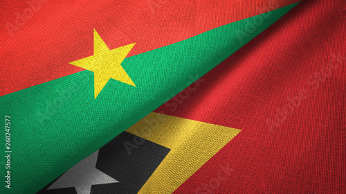 Burkina Faso and Timor-Leste East Timor two flags textile cloth, fabric texture