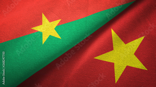 Burkina Faso and Vietnam two flags textile cloth, fabric texture