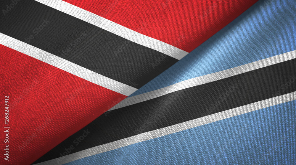 Trinidad and Tobago and Botswana two flags textile cloth, fabric texture Trinidad and Tobago and Botswana two flags textile cloth, fabric texture