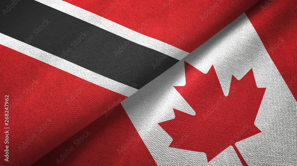 Trinidad and Tobago and Canada two flags textile cloth, fabric texture Trinidad and Tobago and Canada two flags textile cloth, fabric texture