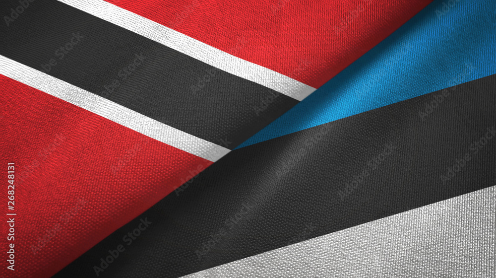 Trinidad and Tobago and Estonia two flags textile cloth, fabric texture Trinidad and Tobago and Estonia two flags textile cloth, fabric texture