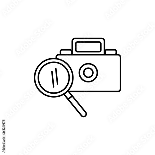 camera photographic with magnifying glass
