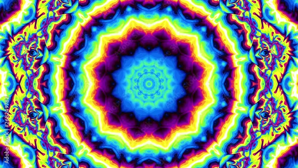 Spinning abstract magic circle. Esoteric cosmic mandala. Loop footage.