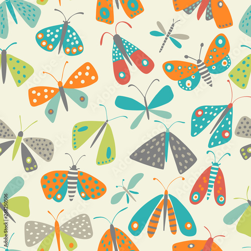 Seamless pattern with moths