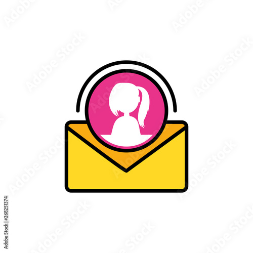 envelope mail with female user account