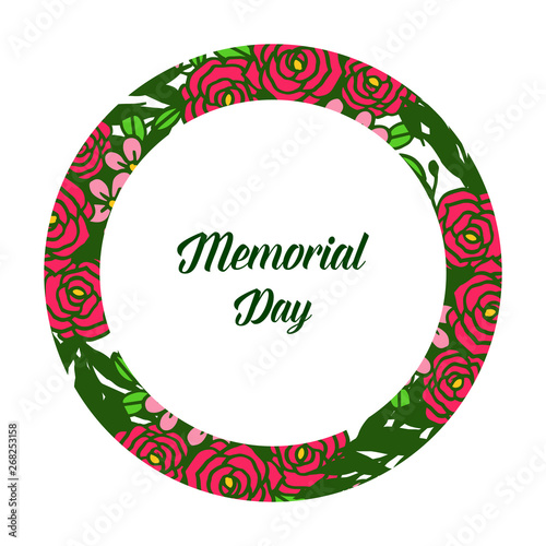 Vector illustration card memorial day with texture of leaf floral frame