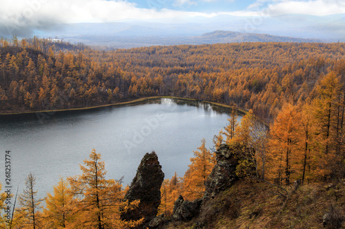 Autumn scenery of tianchi lake in alshan