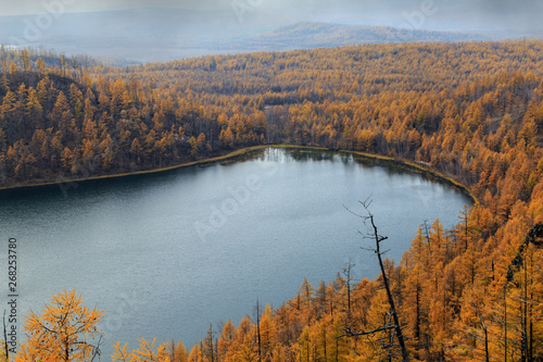 Autumn scenery of tianchi lake in alshan