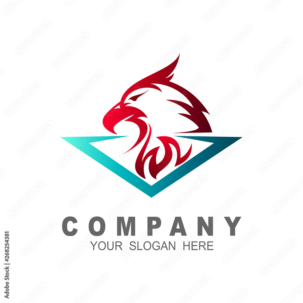 Furious eagle head sport vector logo concept isolated on withe background. modern angry predator professional, Eagle and triangle Furious eagle head sport vector logo concept isolated on withe background. modern angry predator professional, Eagle and triangle