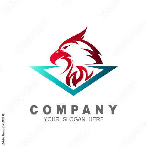 Furious eagle head sport vector logo concept isolated on withe background. modern angry predator professional  Eagle and triangle