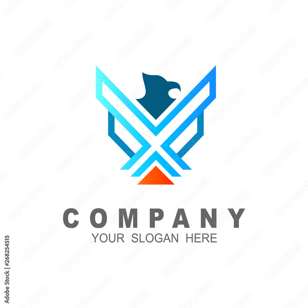 eagle abstract logo design vector template linear style. hawk line art icon. falcon outline