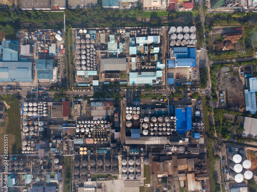 Pasir Gudang, Johor Malaysia industrial area drone photo view.
