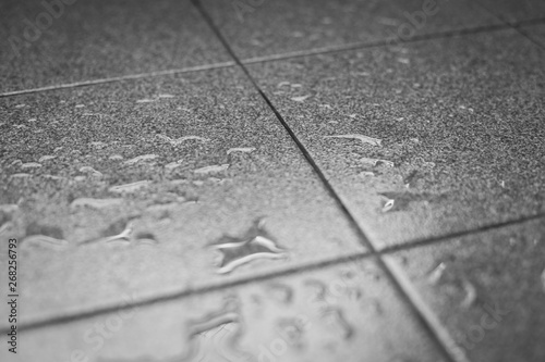 Water drops on the tile floor