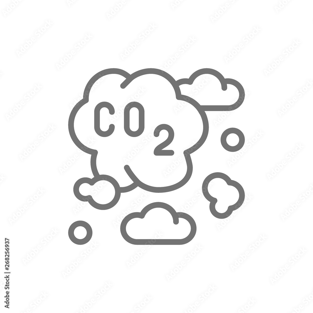Air pollution, industrial smog, co2 emissions line icon. Air pollution, industrial smog, co2 emissions line icon.