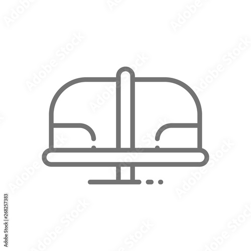 Rotating roundabout carousel, amusement ride for kids playground line icon.