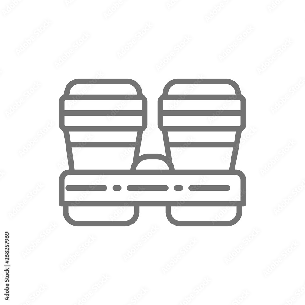 Coffee in cardboard cups, takeaway line icon. Coffee in cardboard cups, takeaway line icon.